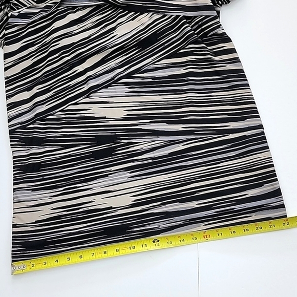 Connected Apparel Tiered Sheath Dress  Beige Black Stripes 1/2 Sleeves Size 16 - Picture 15 of 15
